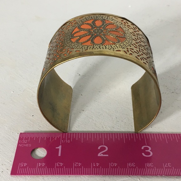 Vintage Jewelry Vintage Brass Orange Cuff Bracelet Poshmark